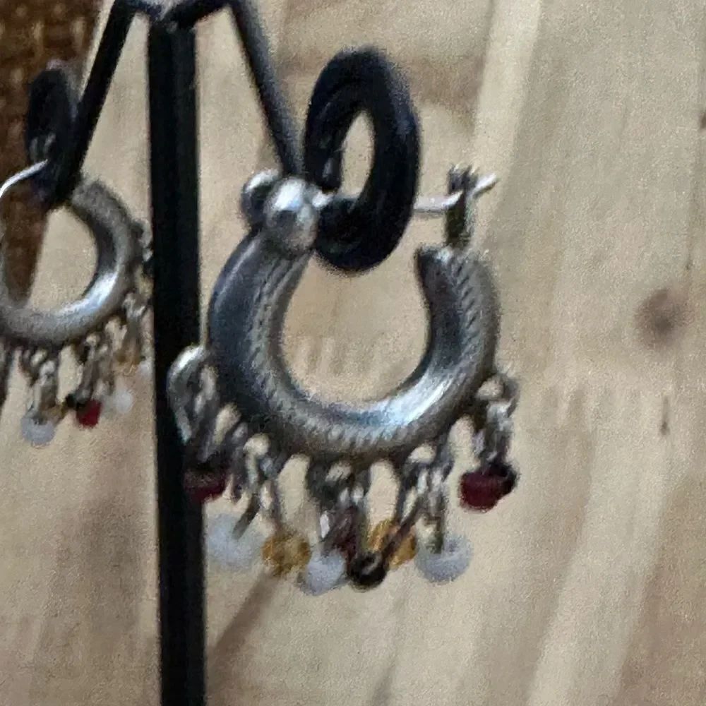 Lucky Brand Silver Earrings with Multicolor Charms